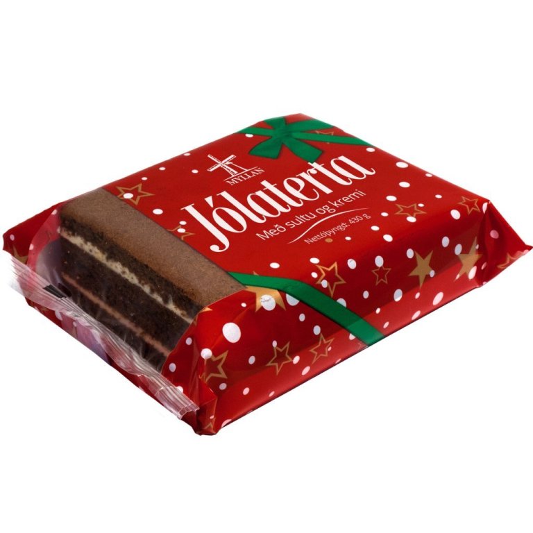 Jólaterta, brún með sultu og kremi