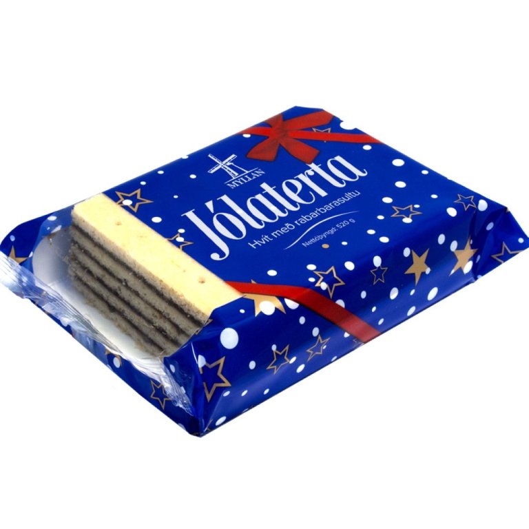 Jólaterta, hvít með rabarbarasultu